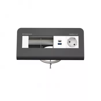 Kindermann CP desk² 80 4-fack bordsanslutningspanel med 1x ström och 1x USB-A, silver/svart