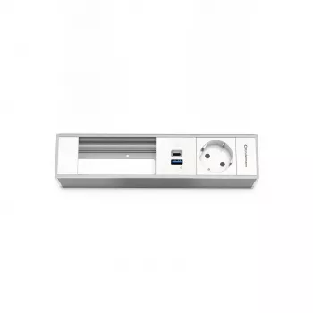 Kindermann 4-plats modulbärare med 1x ström och 1x USB-A 3.0, svart (7449001231)