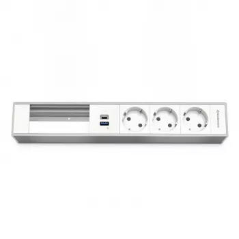 Kindermann 6-fack modulbärare med 3 uttag och USB-laddfunktion (7449001333)