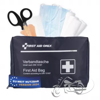 First Aid Only mc-förbandväska DIN 13167 blå olika förband
