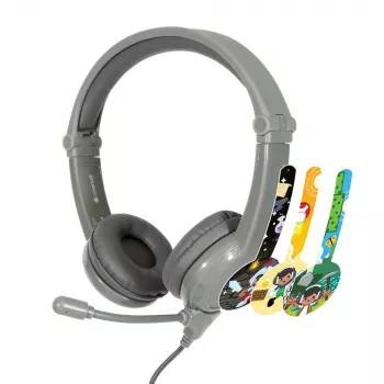 BUDDYPHONES Galaxy Grey spelheadset för barn från 3 år, 85 dB