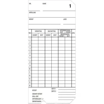 Bürk Mobatime 500 stämpelkort typ 2-6 – 500-pack