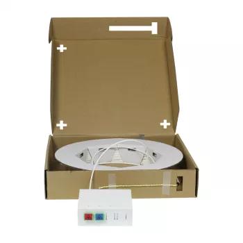 Synergy 21 FTTH kompaktbox, förmonterad, 2xSC/APC -> öppen ände, 40m, 9/125µm, G.657.A2, 2-fiber, AD=2,2mm
