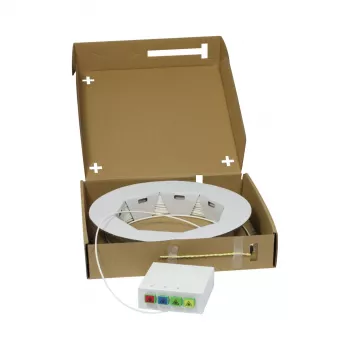 SYNERGY21 FTTH kompaktbox förmonterad, 4xSC/APC -> öppen ände, 40m, 9/125µm, G.657.A2, 4-fiber, OD=2,2mm
