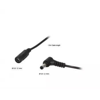 ALLNET DC-förlängningskabel 5,1 mm x 2,1 mm hona till hane 1,5 m svart (ALL-Adapt-Ext5-10-1500)