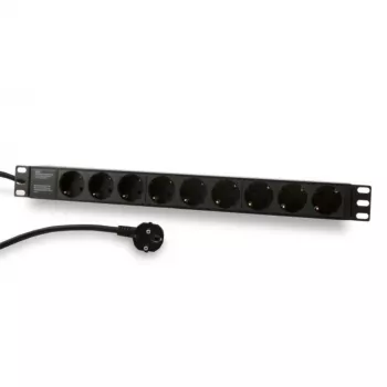 Synergy 21 ALLNET 19-tums rackgrenuttag 9x CEE7/3 uttag med CEE7/7 kontakt, 2m kabel, svart (S215390V4)