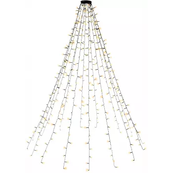 Goobay 400-LED-julljuskedja med ring, 16 x 1,5 m, varmvit 2500 K, 8 ljuslägen, timer och minnesfunktion, 24-V-DC-trafo extern, IP44 för inomhus och utomhus (60387)