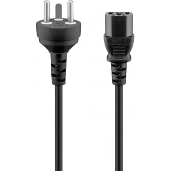 Goobay nätkabel med dansk kontakt typ K, 3 x 0,75 mm², 2 m, svart (95732)