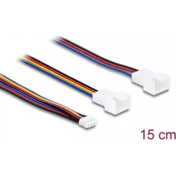Delock Y-fläktkabel 1 x JST PH 4 pin PWM hona till hane + 4 pin (3 pins använda) hane 15 cm