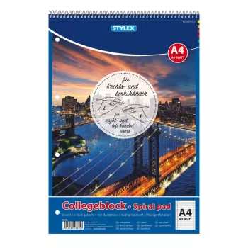 STYLEX kollegieblock spiralblock DIN A4 linjerat