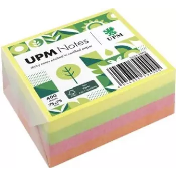 UPM Notes Brilliant Mix självhäftande lappar 400 blad gul rosa grön 76x76mm 3 block
