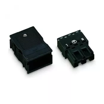 WAGO 770-113 kontakt, hane, rak, 2-polig, 250 V, svart, WINSTA MINI