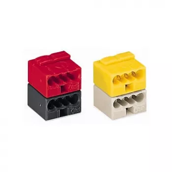 WAGO 243-212 Serie 243 4-ledare honkontakt PUSH WIRE, 0,8 mm, ljusgrå/gul