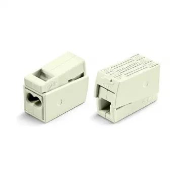 WAGO 224-112 2-ledare kompakt skarvkontakt, 400V, 24A, 1-2,5mm², Push-in, vit/transparent