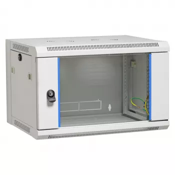 EFB Elektronik 19 inch 21U väggskåp flat pack, 600x600x1040 mm, RAL7035 ljusgrå, stål, säkerhetsglasdörr, låsbar, 60 kg belastning, IP20