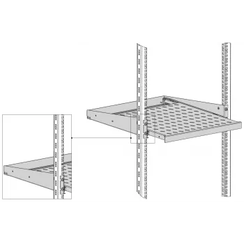 EFB Elektronik 19 inch 2U utdragslåda, 455 mm djup, frontmontering, 20 kg bärförmåga, RAL 7035 ljusgrå