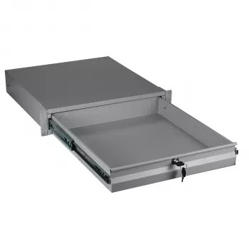 EFB Elektronik 19 inch 2U låsbar tangentbords- och dokumentlåda RAL 7035