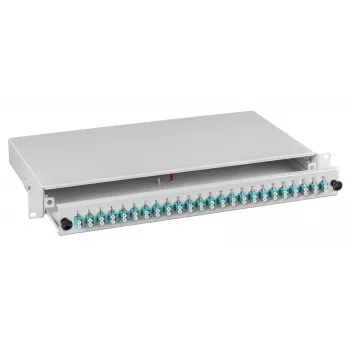 EFB-Elektronik skarvbox LC 50/125 µm OM3 utdragbar, 48 pigtails förterminerade / 24 kopplingar