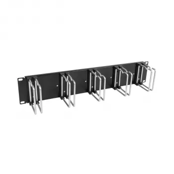 EFB 19 inch 2U kabelhanteringspanel med 5 x dubbla metallfästen 75 mm RAL9005 (699983TS.1)
