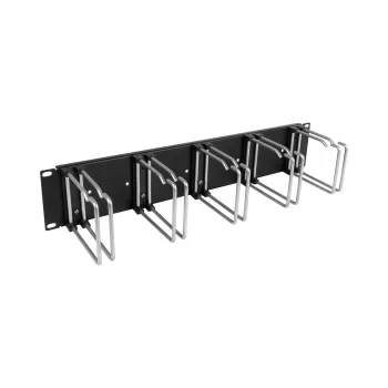 EFB 19 inch 2U kabelhanteringspanel, 5 x dubbla metallfästen 110 mm, frontpanel RAL9005 (699983TS.2)