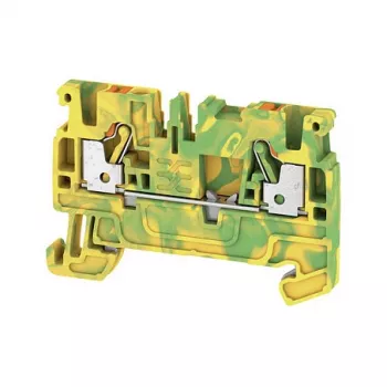 Weidmüller A2C 2.5 PE skyddsledarplint, grön/gul, 2 anslutningar, 2,5 mm², PUSH IN
