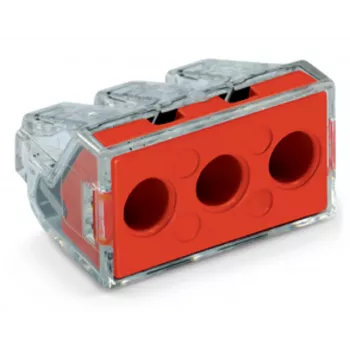 WAGO 773-173 kopplingsdosa, 3-polig, Push-Wire, 41A, 400V, röd/transparent