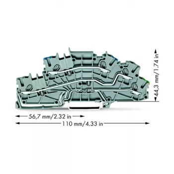WAGO 2003-6646 flerstegets installationsklämma, N/L/PE, 2,5 mm², Push-in CAGE CLAMP, grå