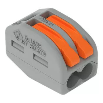 WAGO 222-412 2-ledarkopplingsplint, grå/transparent, 32A, 400V