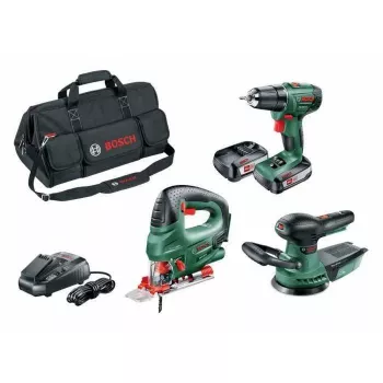 BOSCH PSR 1800 Li-2 + PST 18 Li + AdvancedOrbit 18 batteriverktygssats 18 V, 2 batterier (06039A310W)