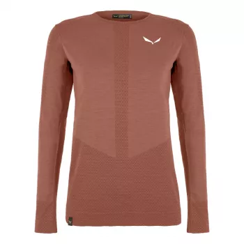 Salewa Zebru Medium Warm AMR L/S Tee damtermobaslager - Etruskischrot, storlek S