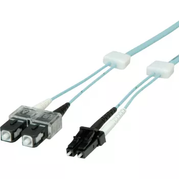 EasyLan fiberoptisk patchkabel SC duplex till LC duplex multimode OM3 2 m aqua