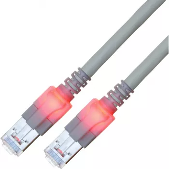 EasyLan Cat.6 Class E S/FTP LSOH grå patchkabel 20 m - DualBoot LED patchkabel RJ45 S/FTP