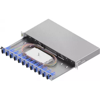 ZVK Easylan fiberoptisk skarvlåda Basic 1U 12x SC-duplex OS2 låda
