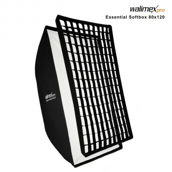 Walimex Pro Softbox Essential 80x120 cm rektangulär softbox med Bowens-fattning, silverfärgat inre, diffusorer, transportväska