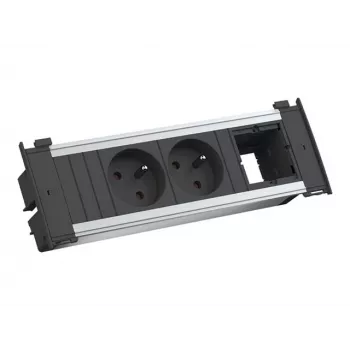 Bachmann Kapsa S - 2 m - inomhus - Type E - svart - silver - 2 AC-uttag - 204 mm