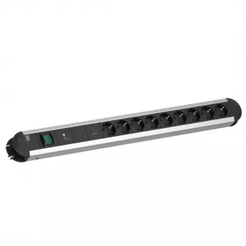 Bachmann PRIMO 9x CEE 7/3 grenuttag med brytare, 2,0 m kabel, svart