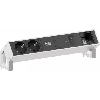 Bachmann DESK2 bordsströmmodul 2x CEE7/3 1x USB-C 100W 1x CM 0,2 m rostfritt