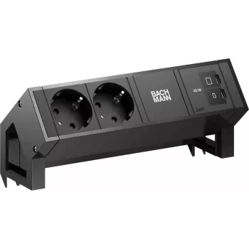 Bachmann DESK2 2x CEE 7/3 1x USB-C 45W 0,2m RAL9005 bordsströmmodul