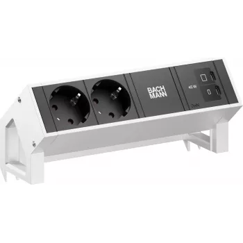 Bachmann DESK2 2x CEE 7/3 1x USB-C 45W 0,2 m rostfritt bordsströmmodul