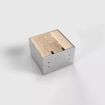 BEP24 golvuttag 2x Schuko (typ F) silver rostfritt stål
