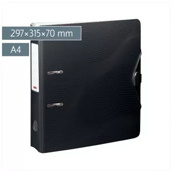 BRUNNEN WAVE spakmapp onyx black plast 7,0 cm DIN A4
