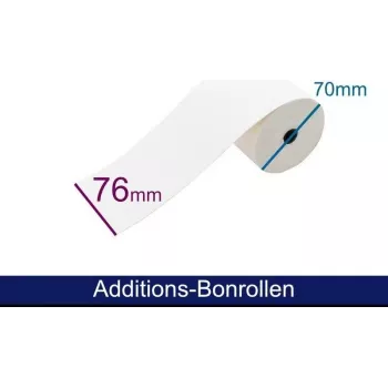 ARTDEV 2-lagig genomslagspappersrulle 76 mm x 25 m vit/gul för nåldskrivare