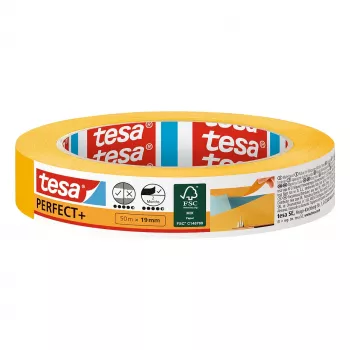 TESA Perfect+ målartejp gul 50 m x 19 mm 1 rulle