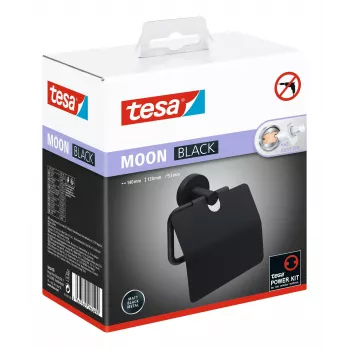 Tesa MOON BLACK toalettpappershållare med lock, självhäftande, svart, 1 st