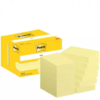 3M Post-it Original självhäftande lappar 76 x 51 mm kanariegul 12 block