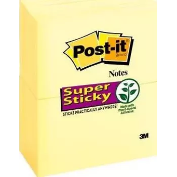 3M Post-it Super Sticky Notes 655-12SSCY 76x127mm 90 ark gul 12 block/pack