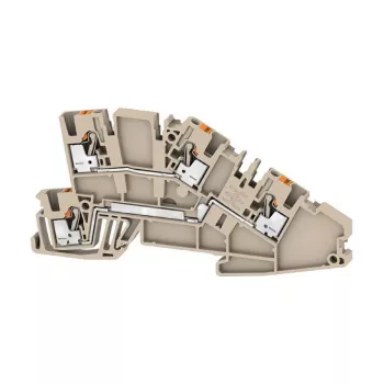 Weidmüller AITB 2.5 L-L installationsskenklämma, skruvanslutning, 4 anslutningar, 500 V, 24 A, 2,5 mm², mörkbeige