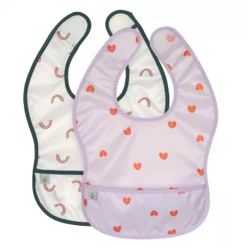 Lassig vattentätt haklappsset 6m+ Happy Rascals Heart Lavender