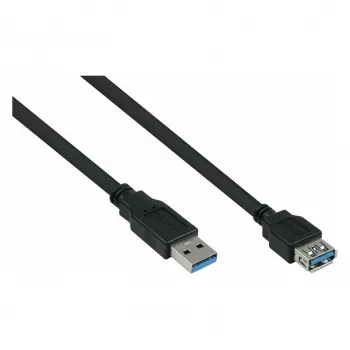 Kabelmeister Alcasa UK30P-ASA-010S USB 3.2 Gen 1 förlängningskabel, USB-A hane till USB-A hona, 1 m, svart