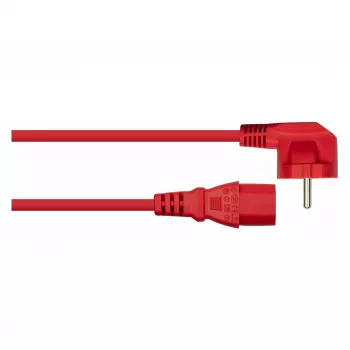 Kabelmeister nätkabel Schuko-kontakt typ E+F (90° vinklad) till IEC C13, röd, 0,75 m